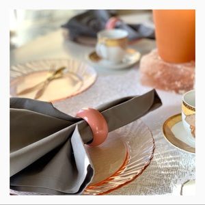 Pink Wood Vintage Napkin Rings - Set of 12